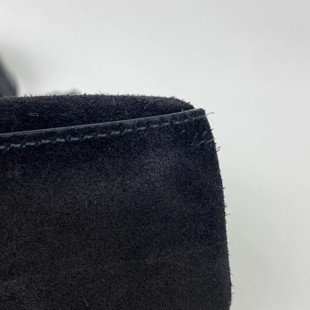 Salvatore Ferragamo Shoulder enamel Hobo suede logo handbag Bag black